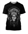 3D All Over Print Black &amp; White Lion Smoking