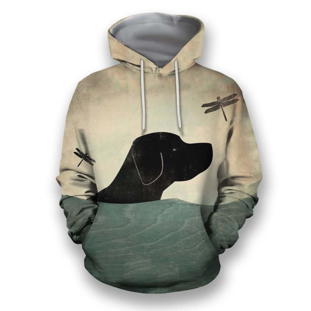 3D All Over Print Black Labrador Retriever With Dragonfly