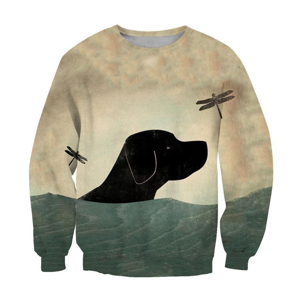 3D All Over Print Black Labrador Retriever With Dragonfly