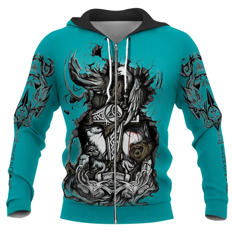 Awesome hoodie 3d all print Odin Viking for Men and Women, T-Shirt, Zip Hoodies NQ202