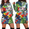 All Over Printed Parrots Hoodie Dress H2399B