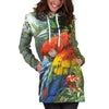 All Over Printed Parrots Hoodie Dress H2419B