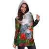 All Over Printed Parrots Hoodie Dress H2139B