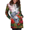 All Over Printed Parrots Hoodie Dress H2139B