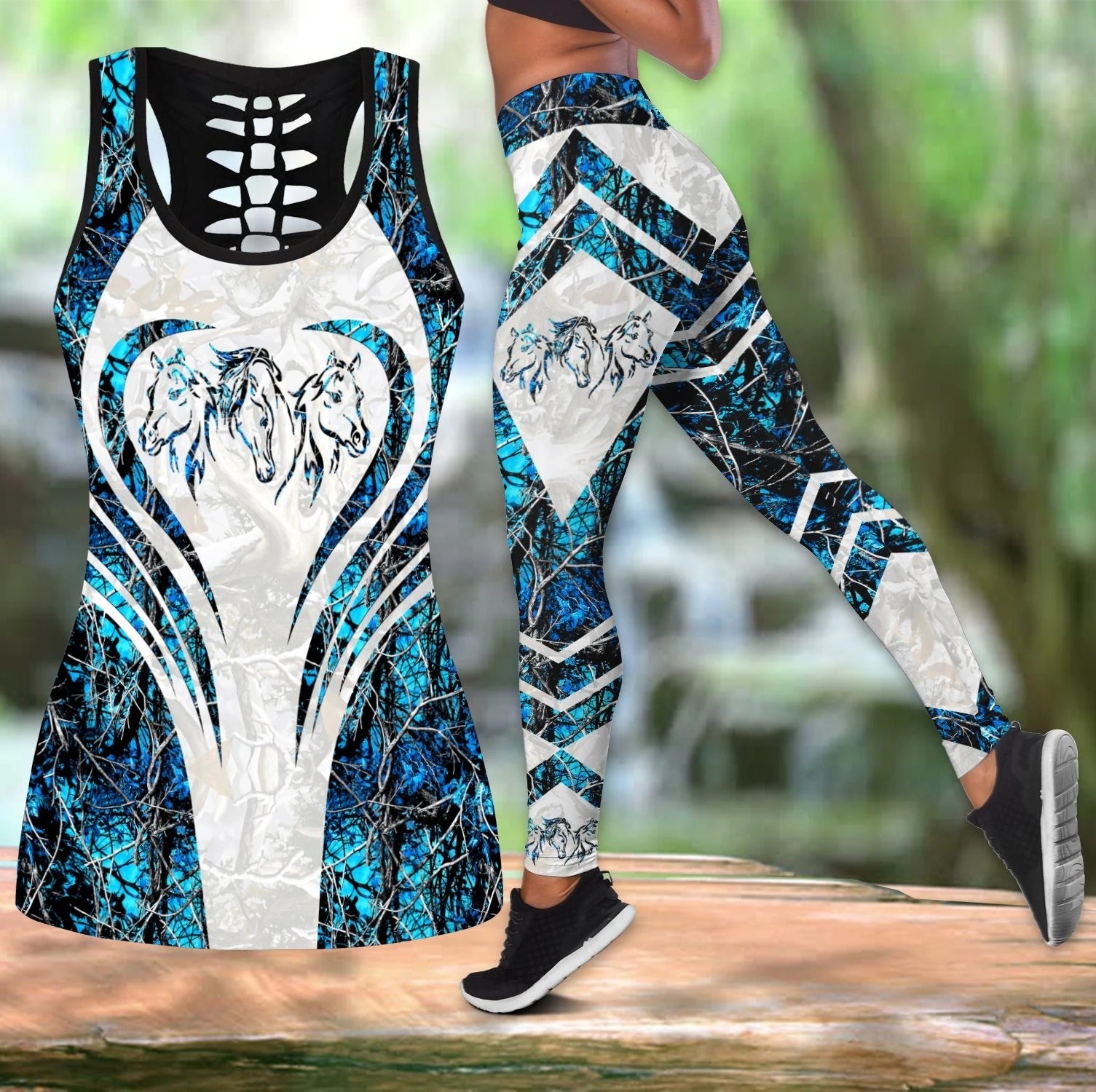 Awesome Hoodie Beautiful Horse Combo Tank + Legging 3D All Over Printer THL006