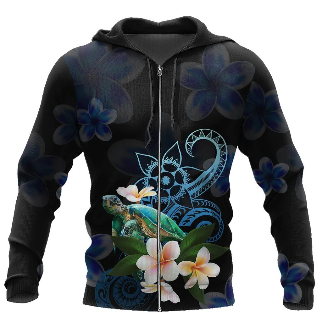 Awesome Hoodie Polynesian Turtle With Plumeria Flowers for Men and Women HBC180