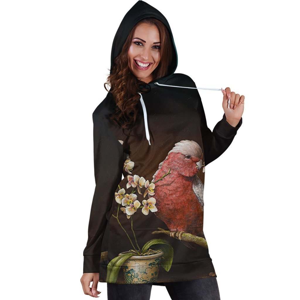 All Over Printed Parrots Hoodie Dress H301B