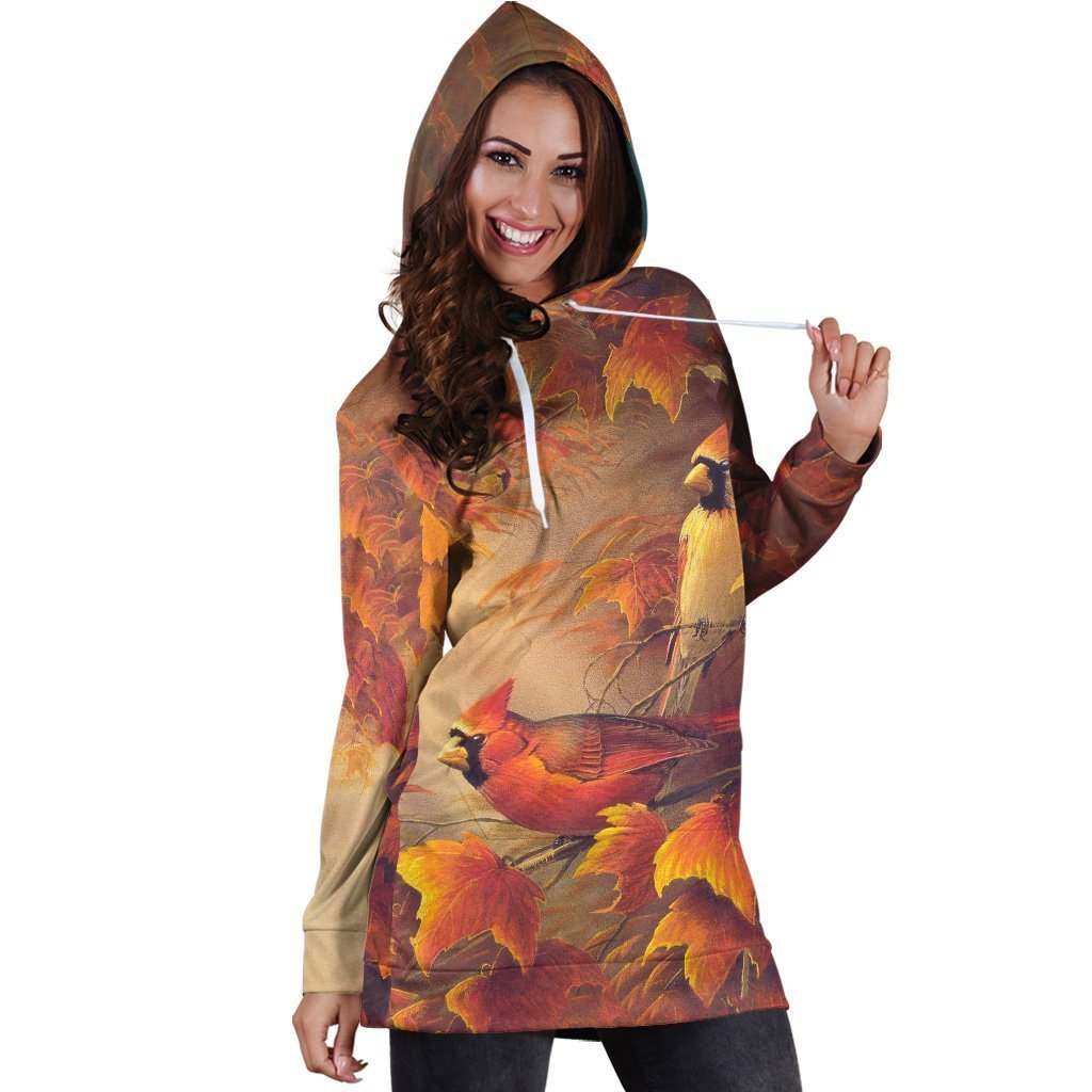 All Over Printed Parrots Hoodie Dress H149B