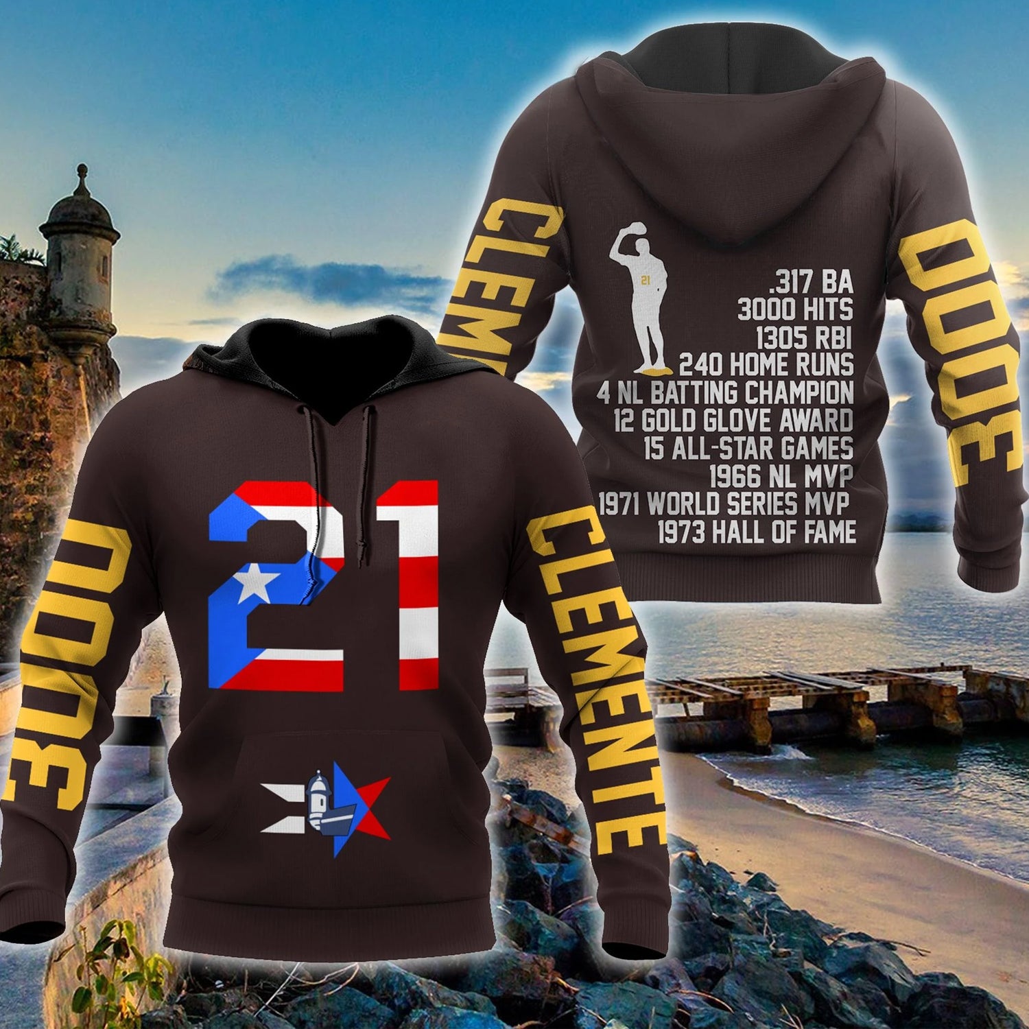 Awesome Hoodie 3D All Over Print Puerto Rico Clemente for Men and Women Hoodie, T-Shirt, Zip Hoodies, Sweatshirt HBC141