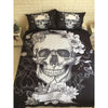 Awesome Hoodies - Black &amp; White 3D Floral Skull Bedding Set - Cross Quilt Bedding QK31001