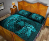 Awesome Hoodied Viking Quilt Bed Set, Ravens Skull Helm Of Awe Valknut - VNBD0006
