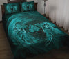 Awesome Hoodied Viking Quilt Bed Set, Ravens Skull Helm Of Awe Valknut - VNBD0006