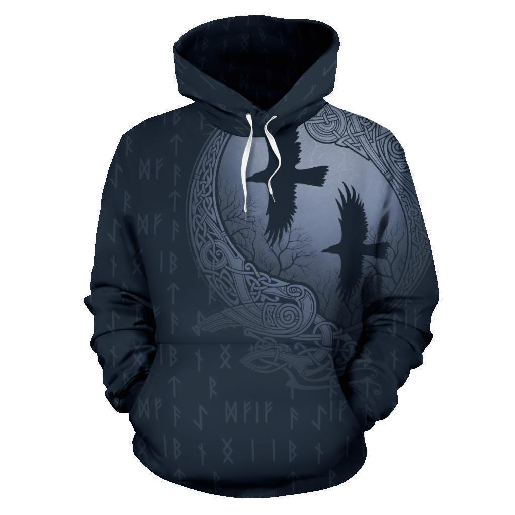 Awesome hoodied 3D ALL Print Raven And Odin'S Eye Blue Grey-Men and Women Hoodie - HBC0002