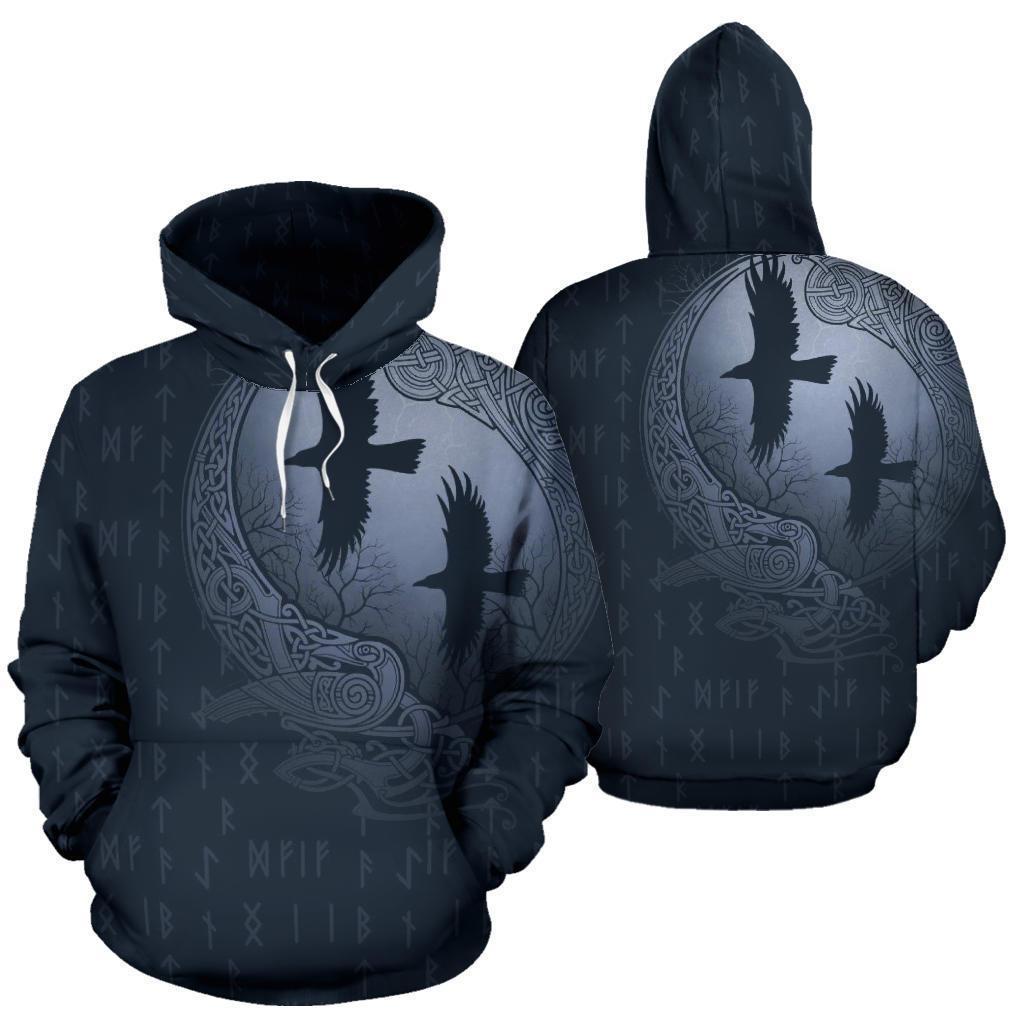 Awesome hoodied 3D ALL Print Raven And Odin'S Eye Blue Grey-Men and Women Hoodie - HBC0002
