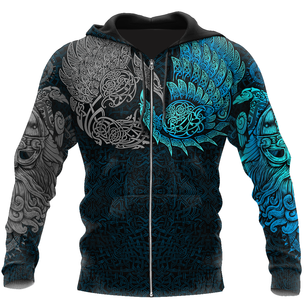 3D All Over Print  Ravens of Midgard Blue HOODIES for Men and Women, T-Shirt, Zip Hoodies, Sweatshirt HBC0021
