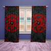 Awesome Hoodied Red Pentagram Curtains All Printed 3D Grommet Window Curtains- NQC0026