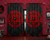Awesome Hoodied Red Pentagram Curtains All Printed 3D Grommet Window Curtains- NQC0026