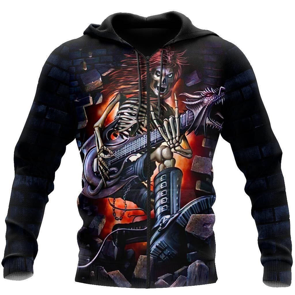 Awesome hoodie 3d all print Skull Rock And Roll for Men and Women, T-Shirt, Zip Hoodies, Sweatshirt NQ463