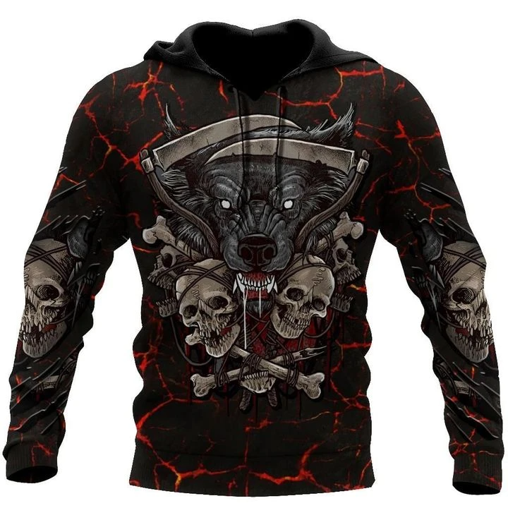 Awesome hoodie 3d all print SKULLS WITH WOLF for Men and Women, T-Shirt, Zip Hoodies, Sweatshirt NQ299