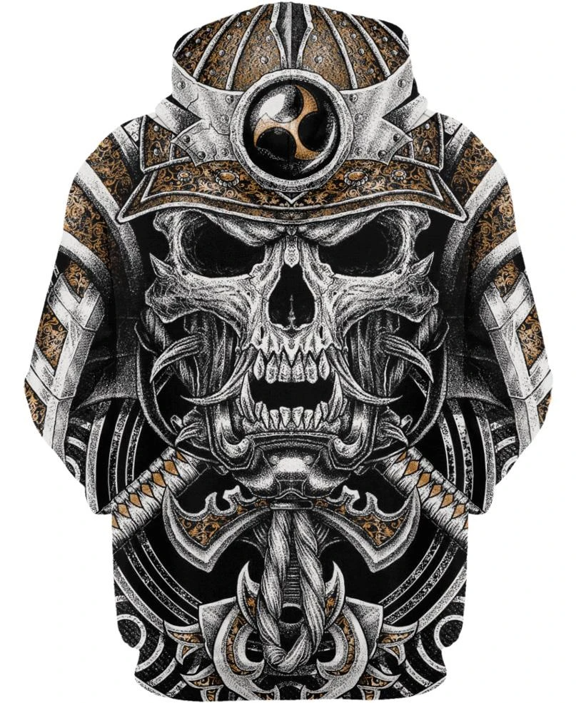 Awesome hoodie 3d all print Samurai Skull for Men and Women, T-Shirt, Zip Hoodies, Sweatshirt NQ296