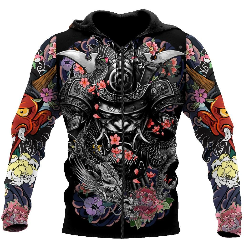 Awesome hoodie 3d all print Samurai and Dragon Tattoo for Men and Women, T-Shirt, Zip Hoodies, Sweatshirt NQ170