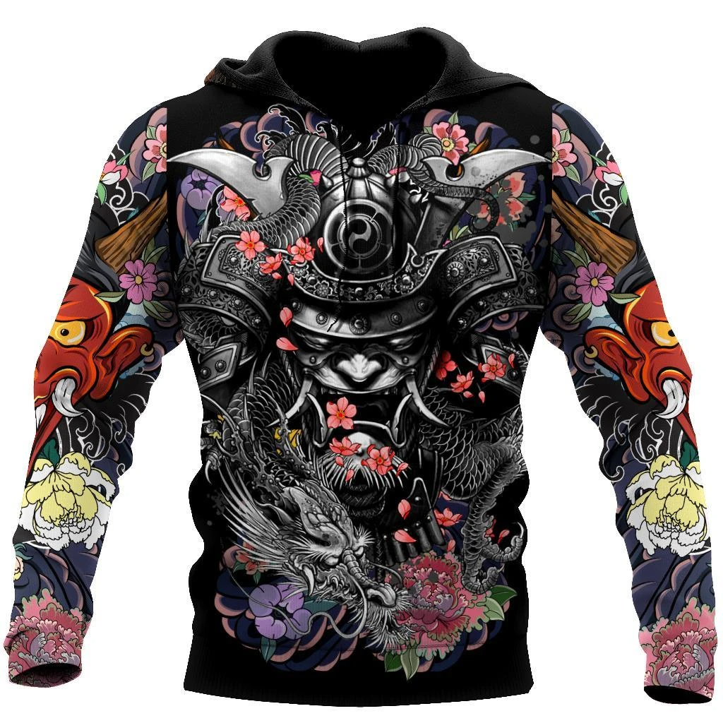 Awesome hoodie 3d all print Samurai and Dragon Tattoo for Men and Women, T-Shirt, Zip Hoodies, Sweatshirt NQ170