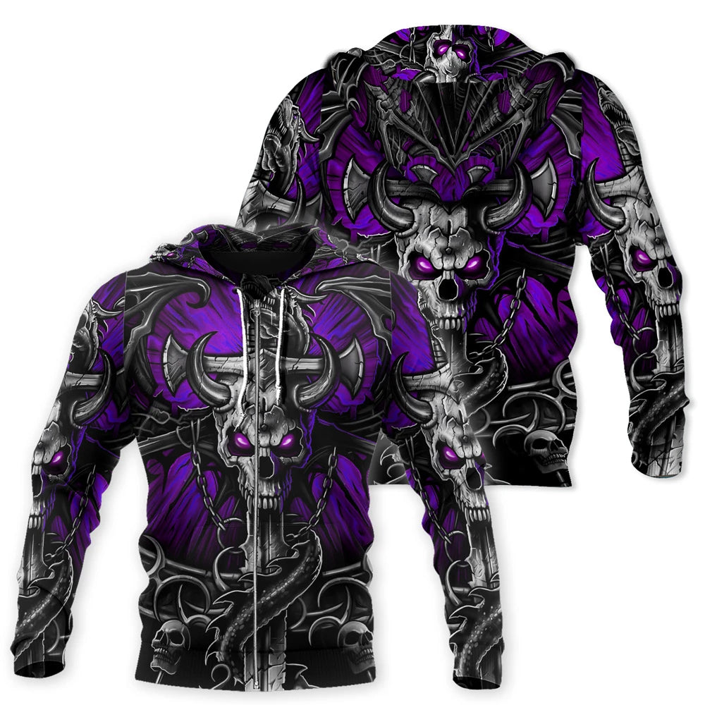Awesome hoodie 3d all print Skull Dragon with Sword for Men and Women, Zip Hoodies NQ192