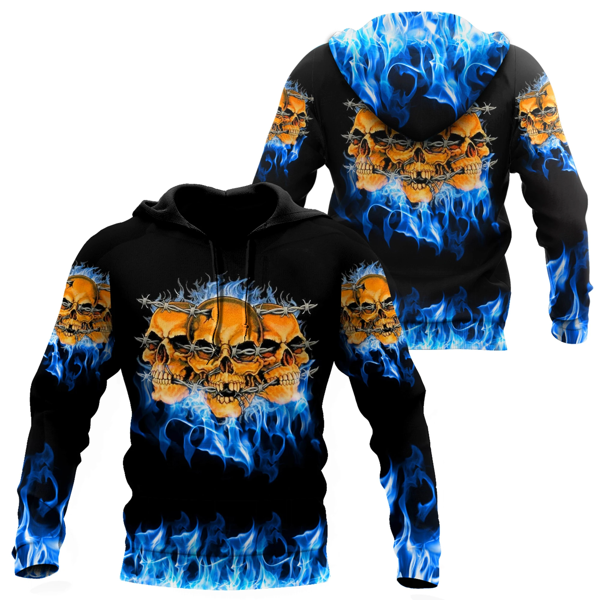 Awesome hoodie 3d all print Skull On Blue Fire Art Skulls for Men and Women, T-Shirt, Zip Hoodies, Sweatshirt NQ139
