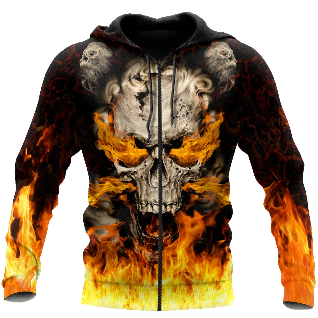 Awesome hoodie 3d all print Skulls On Fire Hoodie for Men and Women, T-Shirt, Zip Hoodies, Sweatshirt NQ183