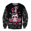 3D All Over Print Girl Love Skull for Men and Women, T-Shirt, Zip Hoodies, Sweatshirt HBC0069