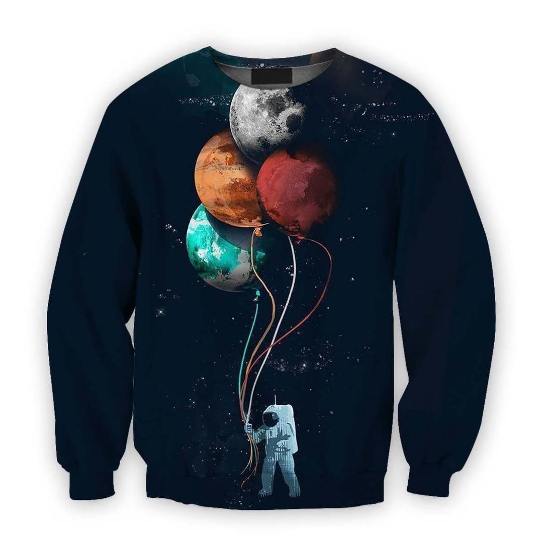 3D all over print astronaut with four planets