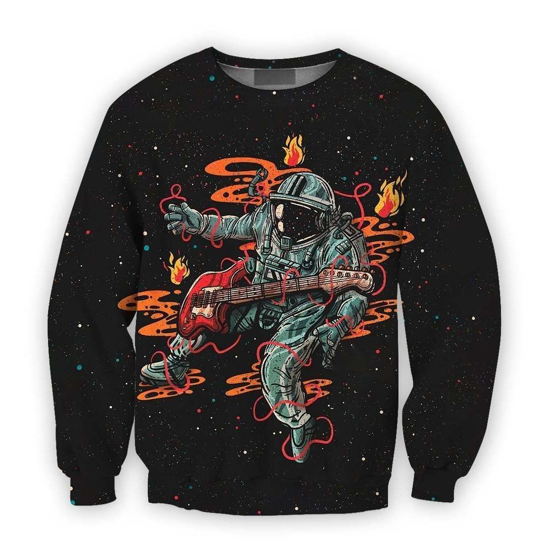 3D all over print astronaut plays guitar