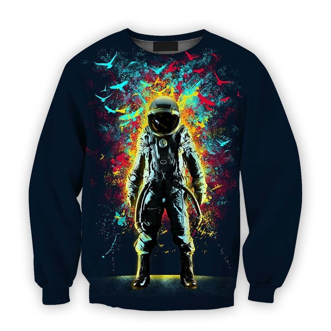 3D all over print black astronaut in the space