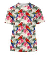 3D All Over Printing Scarlet Macaw And Flower Shirt