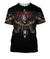 3D All Over Printing Black Skull Snake Sword Shirts