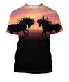 3D All Over Print Horse Silhouette Sunset Shirts