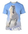 3D All Over Print White Horse Blue Sky Shirts