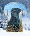 3D All Over Print Black Dog Shirts