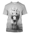 3D All Over Print White Horse Shirts
