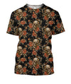 3D All Over Print Skull Orange Flower Shirts