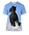 3D All Over Print Black Horse Blue Sky Shirts