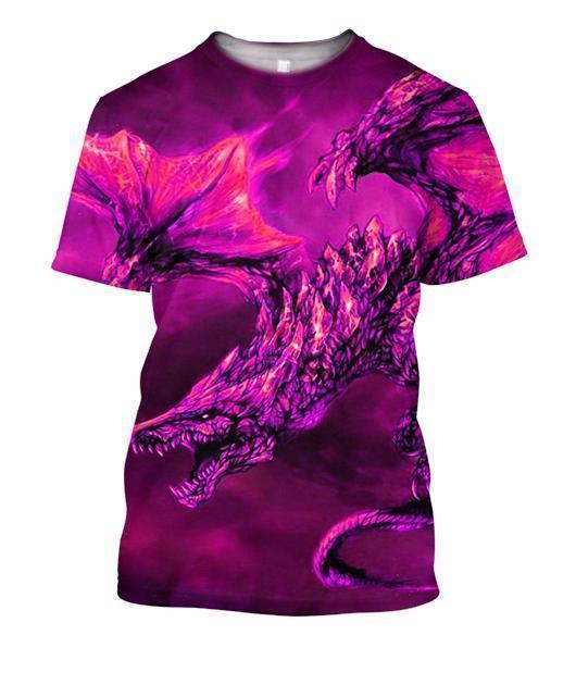 3D All Over Print Dragon Flying Purple Hoodie