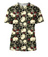 3D All Over Print Black Roses And Skulls Shirts
