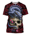 3D All Over Printing Skull With Dragon Shirts