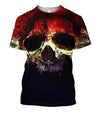 3D All Over Printing Black And White Skull Shirts