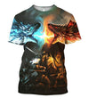 3D All Over Print Dragon Shirt Fire Ice
