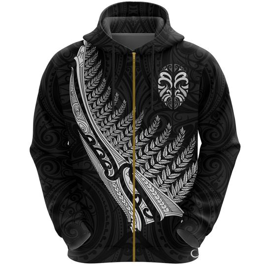 Awesome Hoodie Tiki Silver Fern Tatoo for Men and Women HBC295