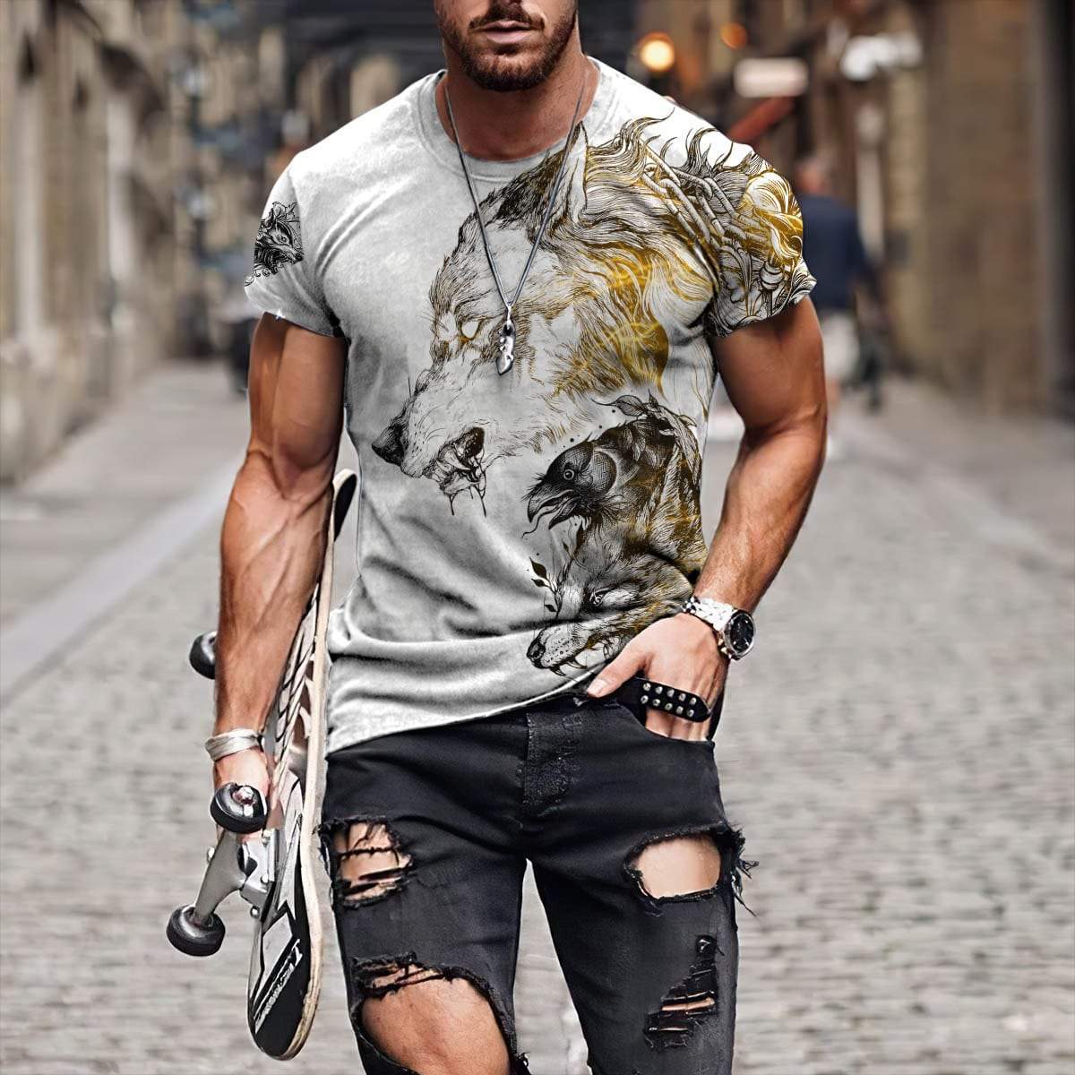 Awesome Hoodie 3D All Over Print Wolf Tatoo for Men and Women Hoodie, T-Shirt, Zip Hoodies, Sweatshirt