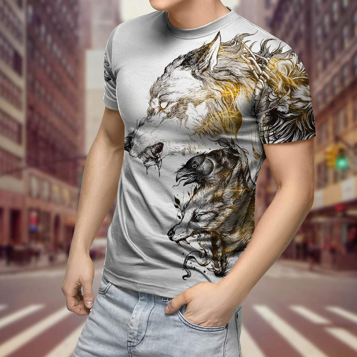 Awesome Hoodie 3D All Over Print Wolf Tatoo for Men and Women Hoodie, T-Shirt, Zip Hoodies, Sweatshirt