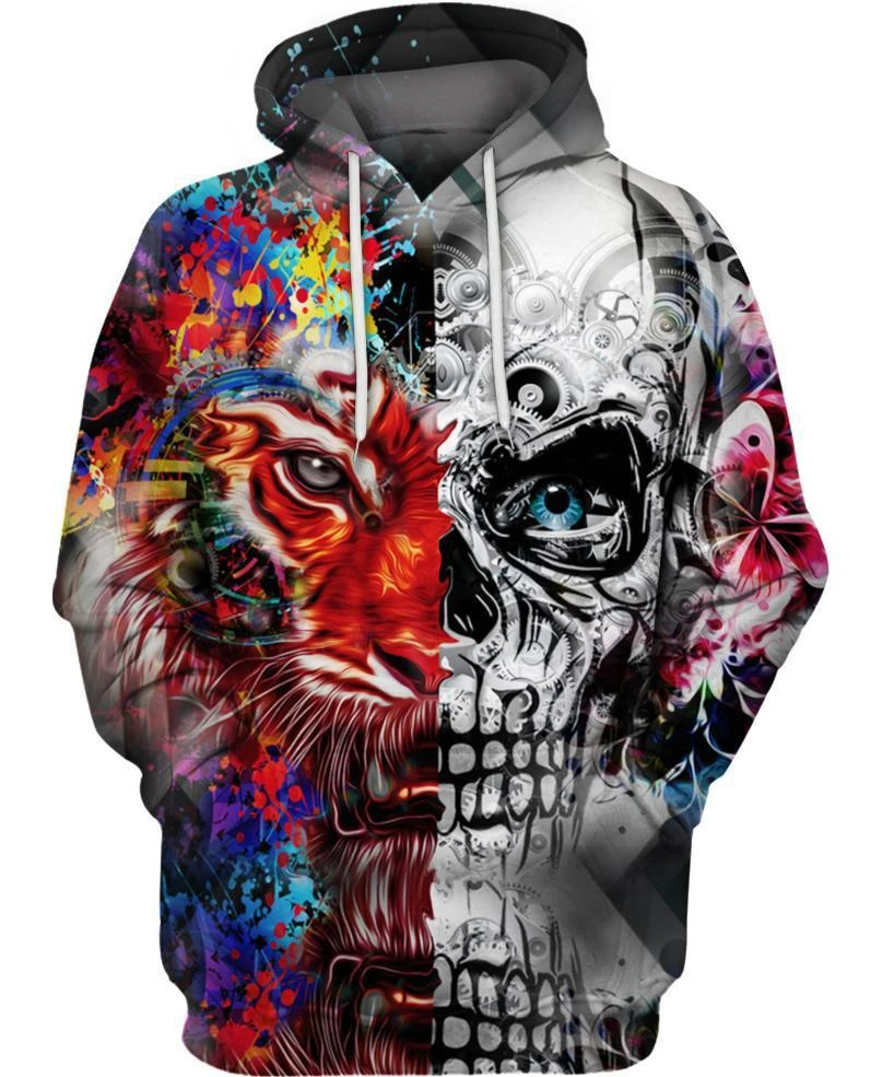 Awesome hoodie 3d all print Tiger Skull for Men and Women, T-Shirt, Zip Hoodies, Sweatshirt NQ266
